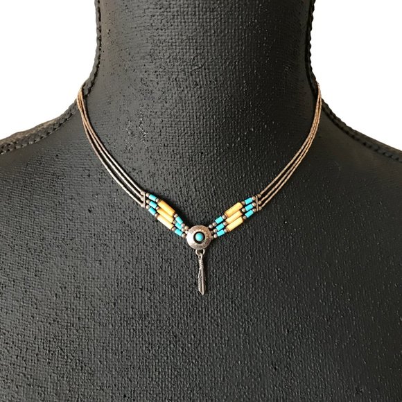 Carolyn Pollack Liquid Sterling Silver 925 Turquoise Feather Pendant Necklace - Picture 2 of 5